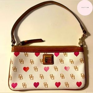 dooney & bourke large monogram with hearts wristlet